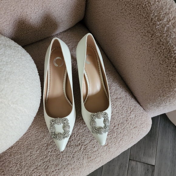 White Jeweled Heels - Picture 1 of 4